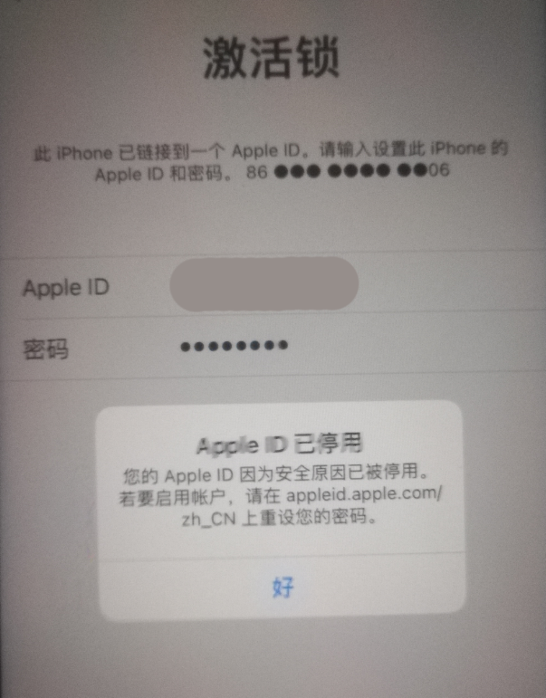 西岗苹果手机维修分享iPhone 12 出现提示“Apple ID 已停用”怎么办 